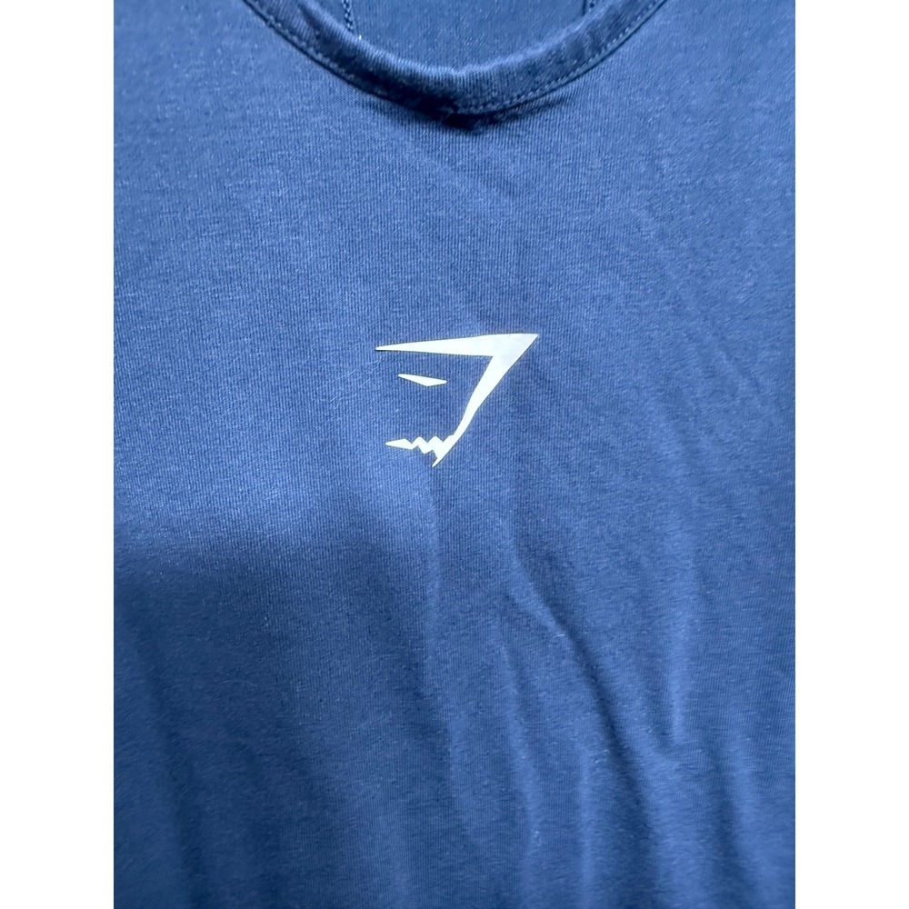 Gymshark Mens Racerback Stringer Tank Top Navy Blue Large L A1A2P Logo Workout - Picture 4 of 7